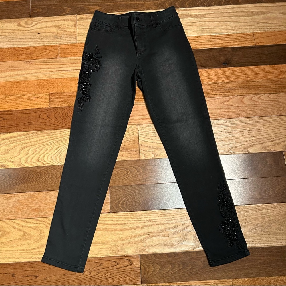 White House Black Market Embellished Black Jeans Classic Rise Size 4